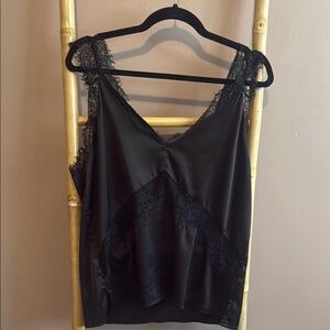 DO+BE Black Satin Camisole with Lace